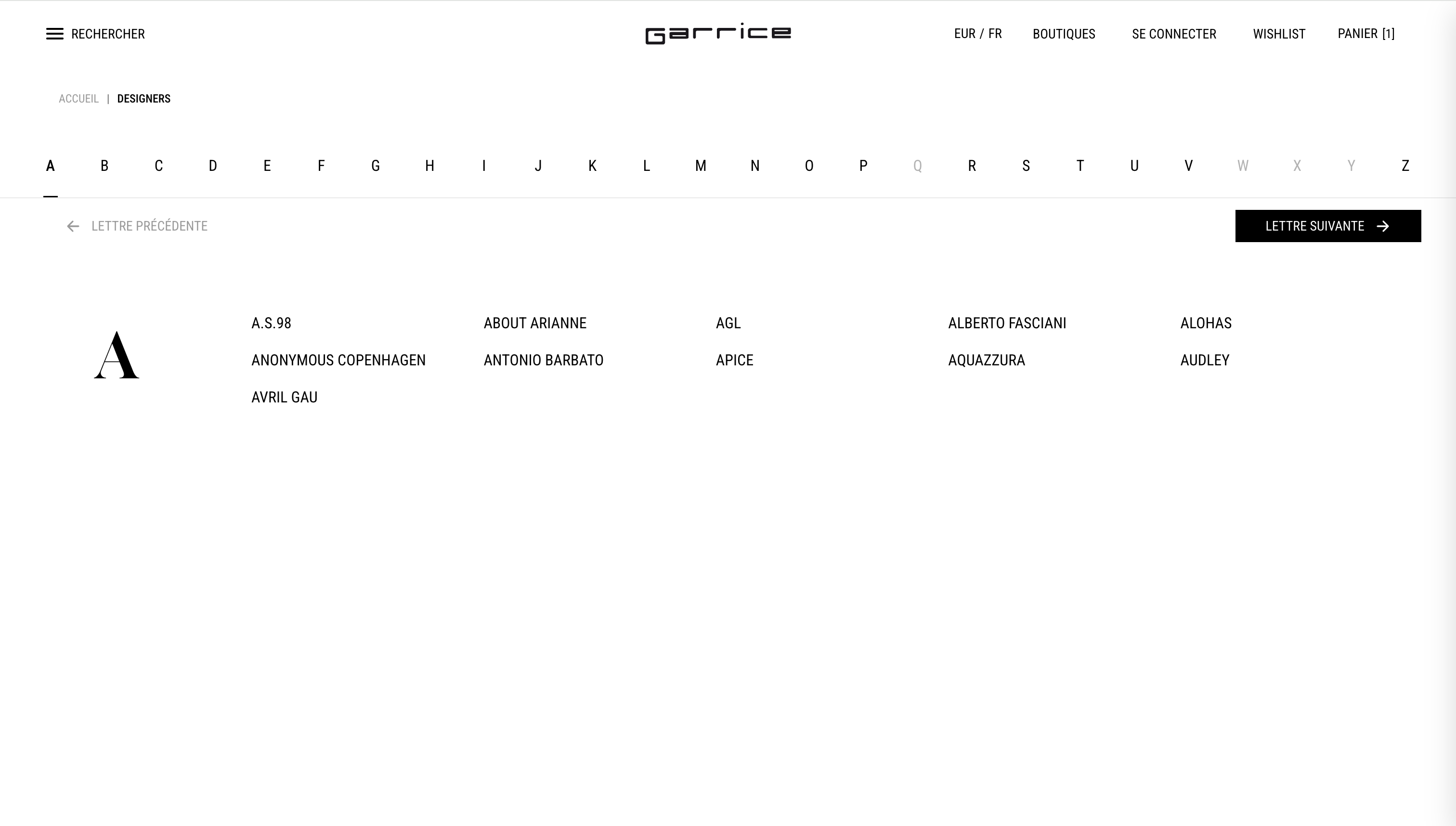 Page Designers Garrice — version desktop