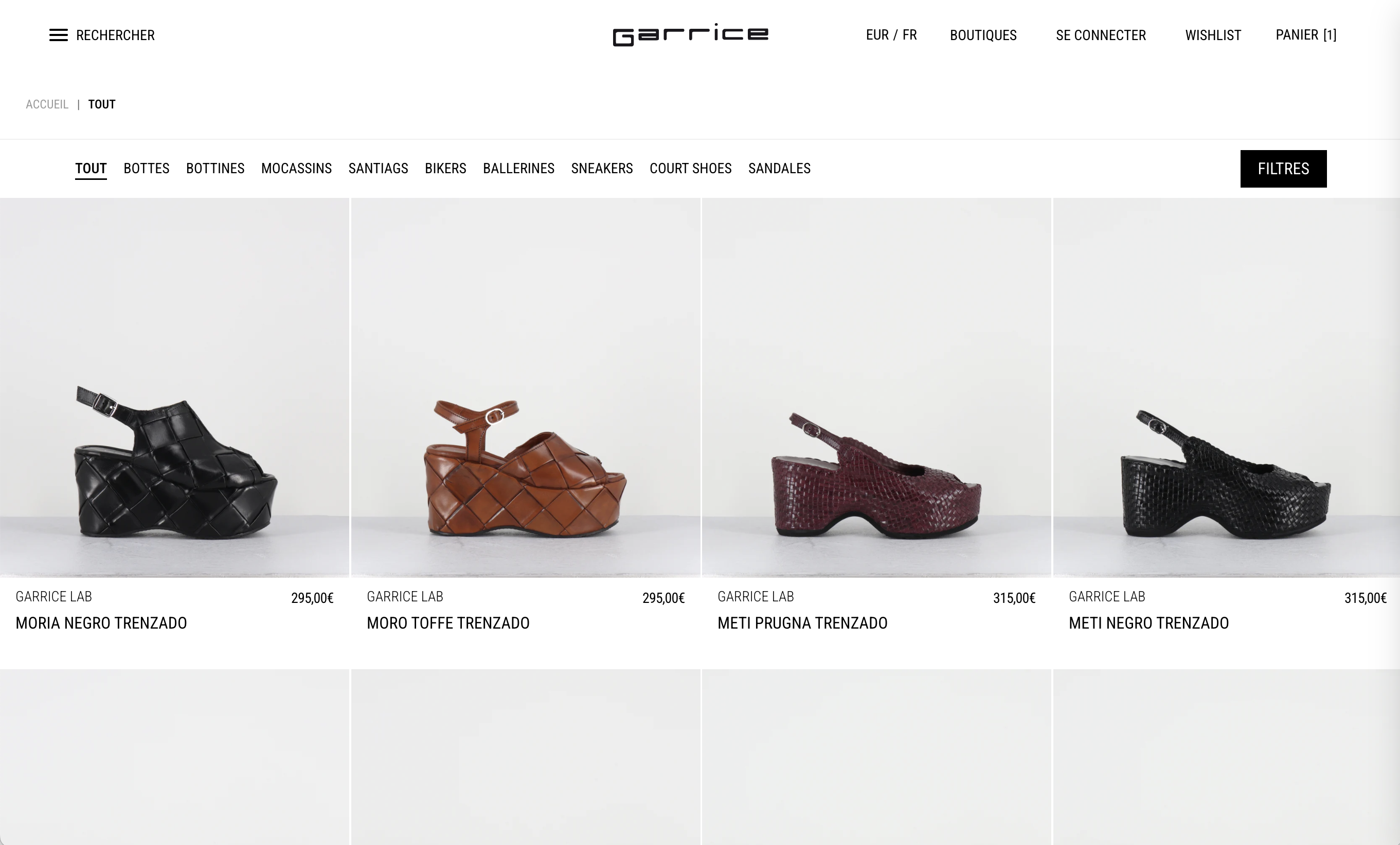 Listing produits Garrice — version desktop
