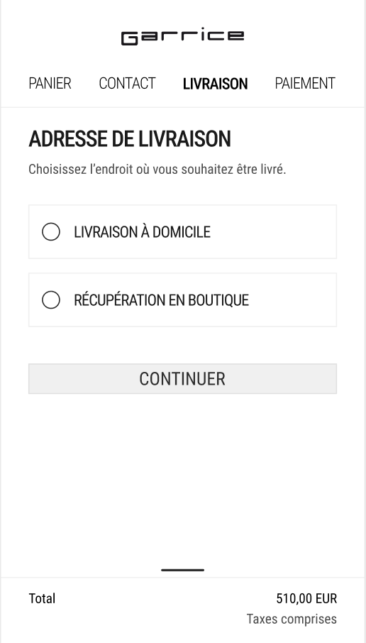 Étape 3 — Choix du mode de livraison