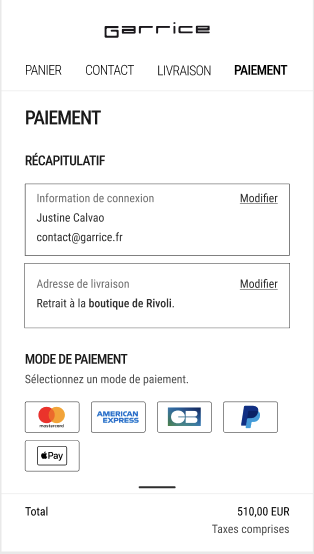 Étape 5 — Paiement et récapitulatif